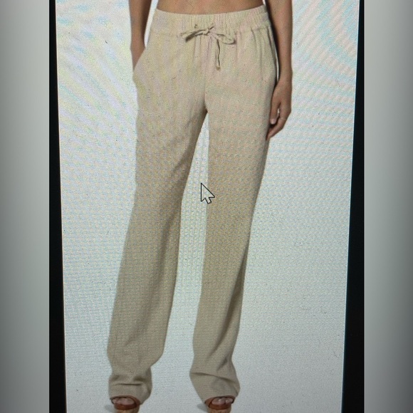 ANDREA JOVINE 100% LINEN HIGH WAIST PANTS KHAKI SIZE 8 - Picture 2 of 8